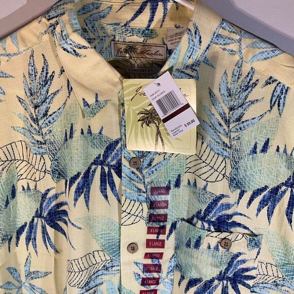 Joe Marlin Cotton Blend Comfort Fit XL. Yellow Hawaiian Print. NWT - Picture 10 of 15